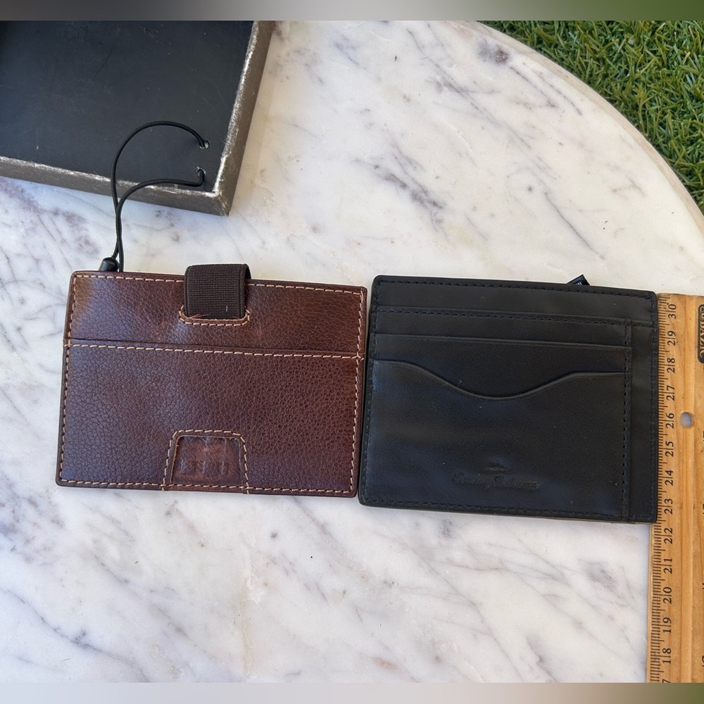 BOCONI & Tommy Bahamas cognac /black leather card holder wallet for men bundles